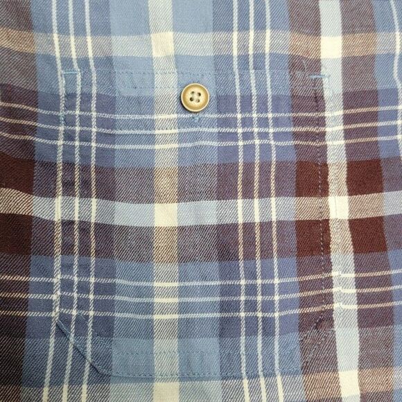 ROWM Blue Plaid Short Sleeve Button-Down Shirt XXL 100% Cotton Madagascar - Picture 9 of 10